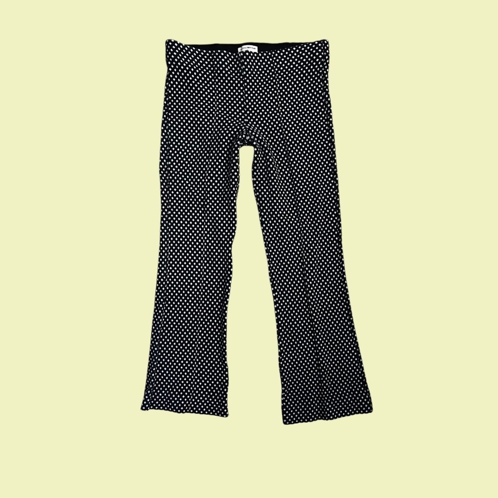 Anthropologie Crop Flare Pants Black White XSMALL Office Siren Stretchy Fitted